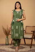 Forest Green Tribal Geometric Kurta Pant Set