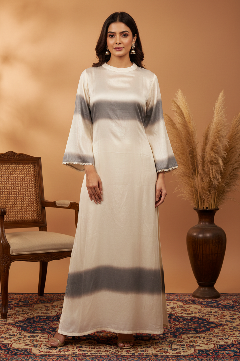 Silver Grey Solid 3-Band Floor-Length Maxi - Corrected Proportions
